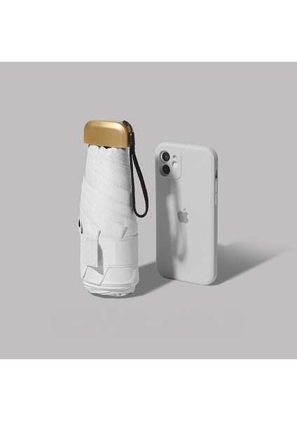 Beyaz Düz Blok Işık）büyük Ultra Hafif Küçük Beş Katlı Şemsiye Güneş Koruyucu Güneşlik Güneşlik Anti-Ultraviyole Şemsiye Mini Şemsiyeler ve Yağmur Şemsiyeleri (Yurt Dışından)