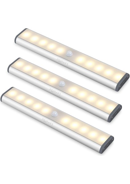 LED Hareket Algılama Dolap Işığı, Dolap Altı Dolap Işığı Mutfak Işığı, Dolap Gece Işığı Işık Şeridi Aynalı Dolap Etiket Manyetik Şerit (Sıcak Işık, 3 Parça) (Yurt Dışından)