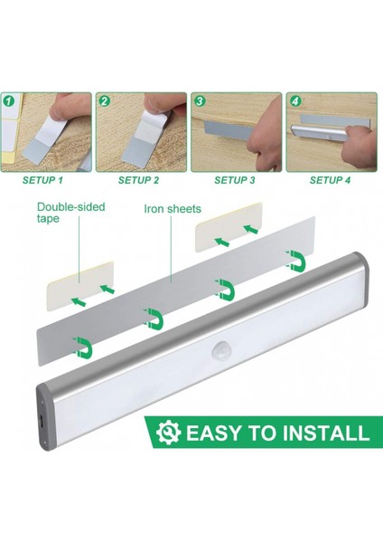 LED Hareket Algılama Dolap Işığı, Dolap Altı Dolap Işığı Mutfak Işığı, Dolap Gece Işığı Işık Şeridi Aynalı Dolap Etiket Manyetik Şerit (Sıcak Işık, 3 Parça) (Yurt Dışından) modelleri