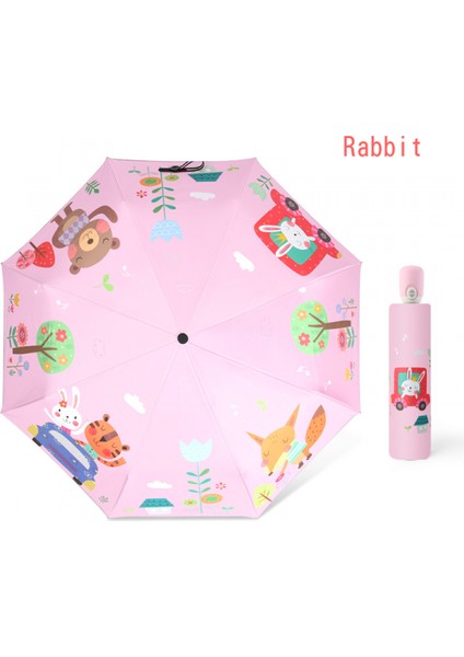 Şemsiye Katlanır Ultra Hafif Geri Çekilebilir Otomatik Şemsiye Öğrenciler Erkek ve Kadın Güneşlik Güneş Koruyucu Güneş Şemsiyesi Üç Kat Güneşli ve Yağmurlu Çocuk Şemsiyesi (Yurt Dışından)