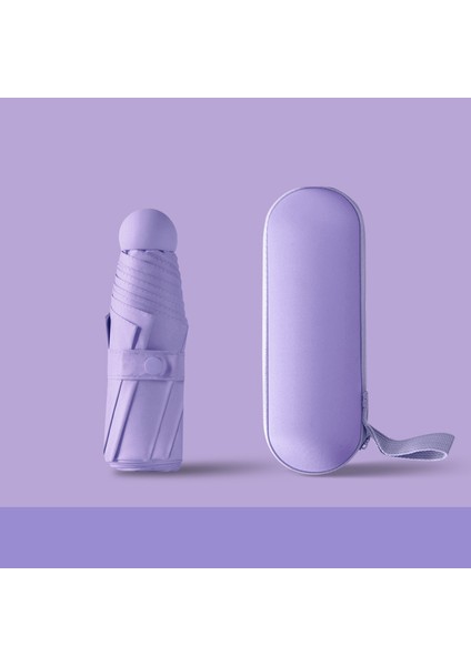 Kapsül Kutulu Mor) Büyük Ultra Hafif Küçük Beş Katlı Şemsiye Güneş Koruyucu Güneşlik Güneşlik Anti-Ultraviyole Şemsiye Mini Şemsiyeler ve Yağmur Şemsiyeleri (Yurt Dışından)