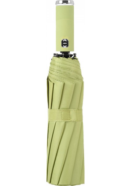 El Feneri - Matcha Yeşil 10 Kemik LED Işıklı Otomatik Şemsiye Gece Üçe Katlanmış Vinil Şeffaf Şemsiye Işıklı Şemsiye Güneş Şemsiyesi (Yurt Dışından)