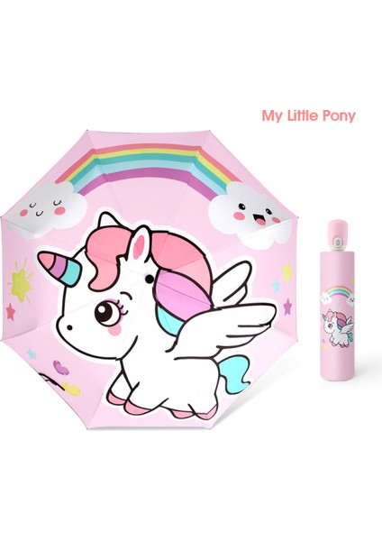 Şemsiye Katlanır Ultra Hafif Geri Çekilebilir Otomatik Şemsiye Öğrenciler Erkek ve Kadın Güneşlik Güneş Koruyucu Güneş Şemsiyesi Üç Kat Güneşli ve Yağmurlu Çocuk Şemsiyesi (Yurt Dışından)