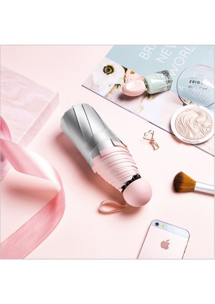 Pembe Blok Işık) Büyük Ultra Hafif Küçük Beş Katlı Şemsiye Güneş Koruyucu Güneşlik Güneşlik Anti-Ultraviyole Şemsiye Mini Şemsiyeler ve Yağmur Şemsiyeleri (Yurt Dışından)