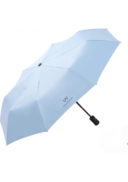 Otomatik Uv-Gök Mavisi Şemsiye Uv Koruma Vinil Güneş Koruyucu Güneşlik Erkek ve Kadın Üçe Katlanmış Şemsiye Güneş Koruyucu Şemsiye (Yurt Dışından)