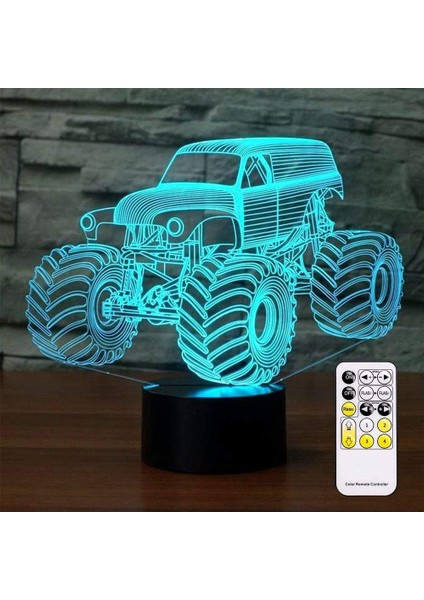 3D Optik Illüzyon Canavar Kamyon Gece Oyuncak Lambası, Uzaktan Kumanda, Kısılabilir, Veya USB ile Çalışan, 7 Renk Değişimi Erkek Kız Bebek Için Noel Doğum Günü Hediyesi (Yurt Dışından)