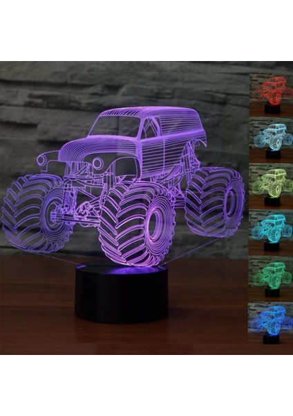 3D Optik Illüzyon Canavar Kamyon Gece Oyuncak Lambası, Uzaktan Kumanda, Kısılabilir, Veya USB ile Çalışan, 7 Renk Değişimi Erkek Kız Bebek Için Noel Doğum Günü Hediyesi (Yurt Dışından)