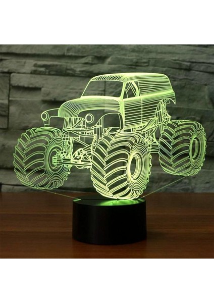 3D Optik Illüzyon Canavar Kamyon Gece Oyuncak Lambası, Uzaktan Kumanda, Kısılabilir, Veya USB ile Çalışan, 7 Renk Değişimi Erkek Kız Bebek Için Noel Doğum Günü Hediyesi (Yurt Dışından)