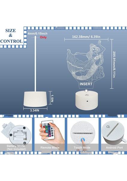 Çocuklar 3D Denizkızı Gece Işık Ht Optik Illüzyon Lambası 16 Renkli Uzaktan Kumandayla Değişen Doğum Günü Hediyesi Fikri Denizkızı Erkek ve Kız Çocukları Için Hediyeler (Yurt Dışından) fiyatları