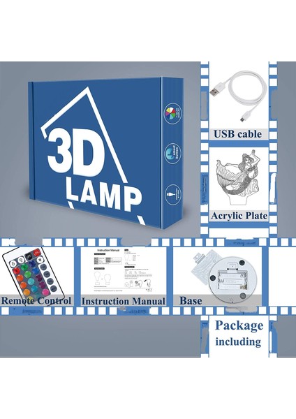 Çocuklar 3D Denizkızı Gece Işık Ht Optik Illüzyon Lambası 16 Renkli Uzaktan Kumandayla Değişen Doğum Günü Hediyesi Fikri Denizkızı Erkek ve Kız Çocukları Için Hediyeler (Yurt Dışından) modelleri