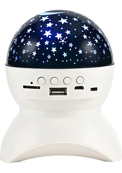 Projektör Şarj Bluetooth Müzik Dönen Ay Yıldız Nig;htlig;ht Yaş Bebek Kız Erkek Parti ve Doğum Günü Oyuncakları Hediyeler Için (Beyaz) (Yurt Dışından)