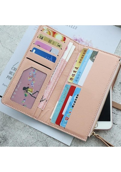 Yeni Fermuar Bayan Uzun Cüzdan Retro Bozuk Para Cüzdanı Cüzdan Pu Moda Debriyaj Çanta Büyük Kapasiteli Bayan Cüzdan (Yurt Dışından) modelleri
