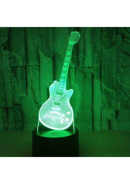 Renk Değişen Gece; Ht Lamba 3D Atmosfer Ampul Işık; Ht 3D Görsel Yanılsama LED Lamba Çocuklar Için Oyuncak Noel Doğum Günü Hediyeleri (Gitar) (Yurt Dışından)