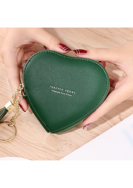 Moda Kalp Şekli Kadın Cüzdan Pu Deri Püsküller Fermuar Mini Debriyaj Anahtarlık Sikke Para Çantası Kızlar Sevimli Küçük Çanta (Yurt Dışından) fırsatları