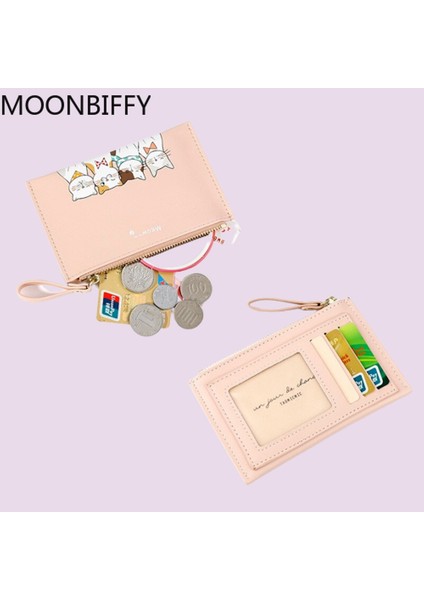 Yeni Moda Cüzdan Ultra Ince Çanta Banka Kartı Tutucu Kadın Para Çantası Sevimli Karikatür Kedi Fermuarlı Bozuk Para Cüzdanı Basit Cüzdan Kızlar Için (Yurt Dışından)