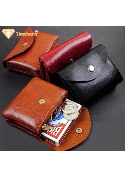 Fermuar Kapatma Kart Kılıfı Çift Katmanlı Çanta - Çift Tokalı Çanta - Yüksek Kaliteli Pu Kahverengi Vintage Cüzdan (Yurt Dışından)
