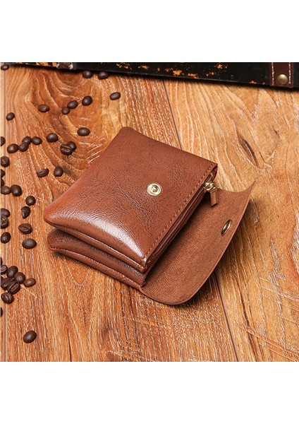 Fermuar Kapatma Kart Kılıfı Çift Katmanlı Çanta - Çift Tokalı Çanta - Yüksek Kaliteli Pu Kahverengi Vintage Cüzdan (Yurt Dışından) indirimleri