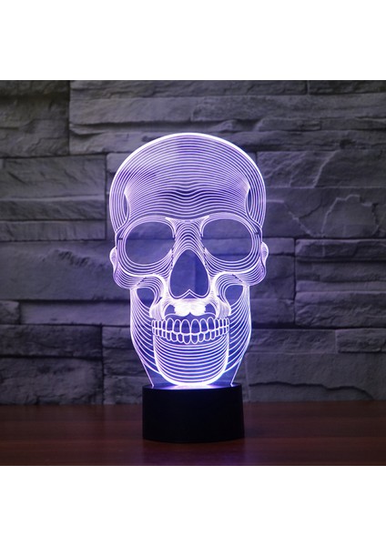 3D Kafatası Gece Işık Işık Illusion 7 Renk Değiştirme Dokunmatik Anahtarı Masa Danışma Dekorasyon Lambaları Akrilik Düz Abs Taban USB Kablosu Oyuncak Doğum Günü Hediyesi (Yurt Dışından) fiyatları