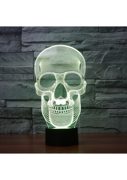 3D Kafatası Gece Işık Işık Illusion 7 Renk Değiştirme Dokunmatik Anahtarı Masa Danışma Dekorasyon Lambaları Akrilik Düz Abs Taban USB Kablosu Oyuncak Doğum Günü Hediyesi (Yurt Dışından) fırsatları