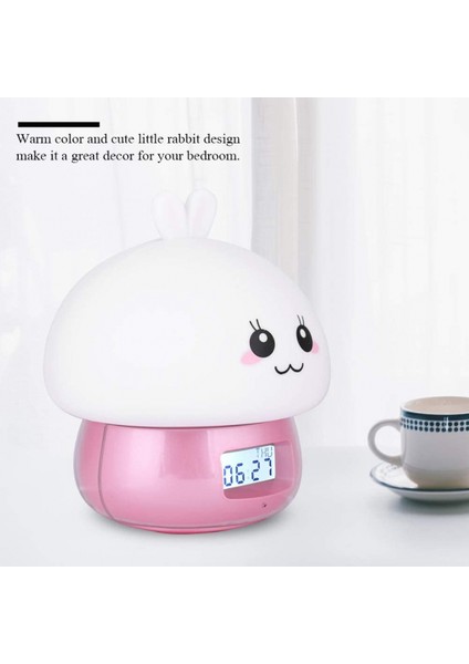 LED Gece Lambası, Sevimli Tavşan Silikon Işık Kaydedici, Çalar Saatli Uzaktan Kumanda, Yatak Odası, Banyo, Eğlence (Yarı Kapalı Gözler) (Yurt Dışından)