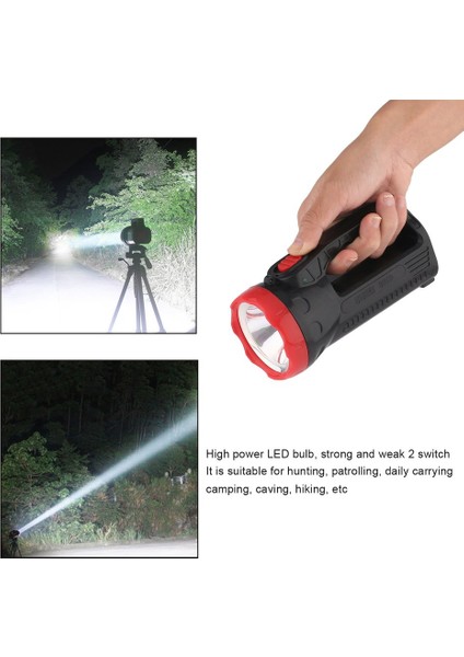 Dış Mekan LED Parlak Şarj Güçlü Işık El Feneri Torch Işığı Bir Lamba Kafa-Siyah ve Kırmızı (Yurt Dışından) modelleri