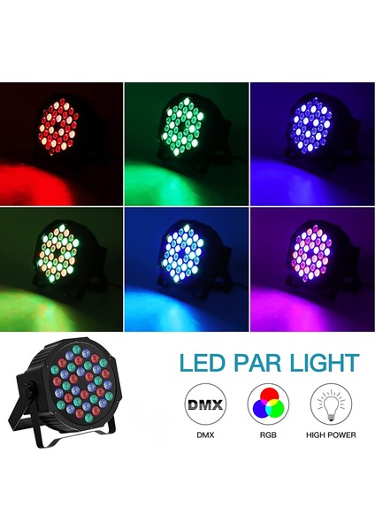 Sahne Işığı;hts 36 LED Par Işık;hts Dj Işığı;parti Disko Düğün Cadılar Bayramı Için Hts, Dmx Ses Etkinleştirilmiş Rgb Parti Dj Işığı;hts (1 Paket) (Yurt Dışından)