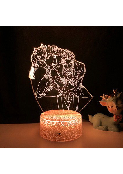 3D Illusion Lamba Anime Jojo'nun Tuhaf Macerası Gece Lambası Yatak Odası Için Uzaktan Kumanda ile Dekoratif Erkek Kız Doğum Günü Noel - Desen F (Çatlak Koltuk) (Yurt Dışından)