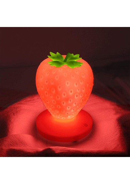 LED Renk Değiştirme Sevimli Dokunuş Çilek Gece Yatak Odası, Şifonyer, Oturma Odası, Çocuk Odası, Ofis, Festival Dekoru ve Hediye Için Masa Lambası (Kırmızı) (Yurt Dışından) modelleri