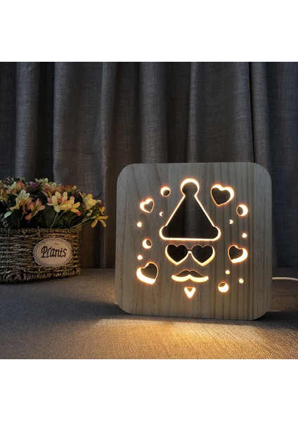 Çocuklar Için Noel Baba Gecesi;ht Işık;ht Çocuklar Için Ahşap 3D Lamba Yaratıcı Ahşap Işık;hts Basit Dekoratif Işık;hts 3D Ahşap Oyma Desen LED Gece;ht Işık;ht (Yurt Dışından)