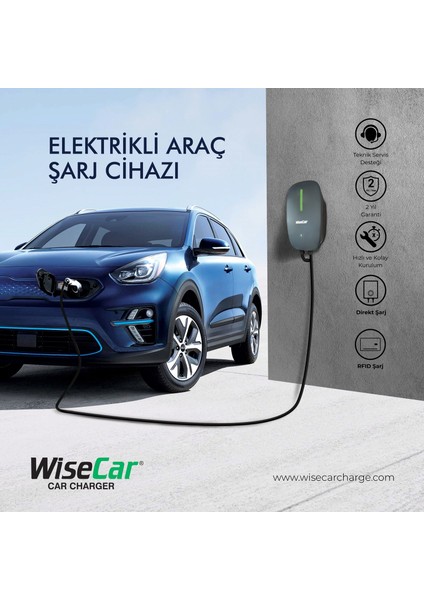 Wisecar 22 Kw Kablolu Elektrikli Araç Şarj Cihazı Kartlı Wtx3