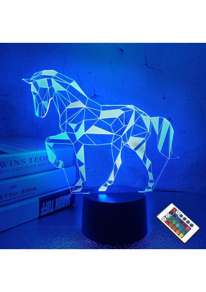 Çocuklar Için Gece Lambası At Illusion 3D Gece Lambası Başucu Lambası Uzaktan Kumanda ile Değişen 16 Renk Çocuk Erkek ve Kız Için En Iyi Doğum Günü Hediyeleri (Yurt Dışından)
