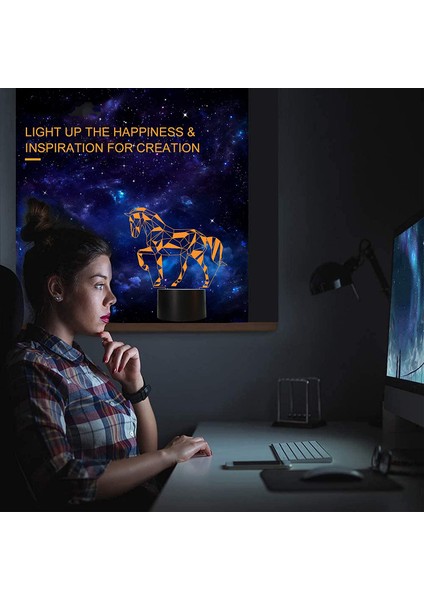 Çocuklar Için Gece Lambası At Illusion 3D Gece Lambası Başucu Lambası Uzaktan Kumanda ile Değişen 16 Renk Çocuk Erkek ve Kız Için En Iyi Doğum Günü Hediyeleri (Yurt Dışından) modelleri