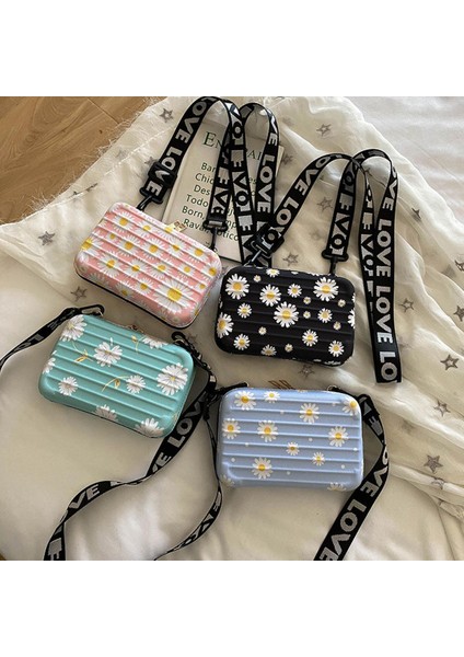 Moda Sevimli Papatya Desen Mini Sert Bavul Şekli Crossbody Çanta Kabuk Kozmetik Durumda Omuz Çantası Kadınlar Için Bayan Çanta (Yurt Dışından)