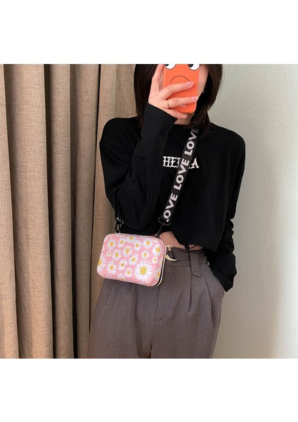 Moda Sevimli Papatya Desen Mini Sert Bavul Şekli Crossbody Çanta Kabuk Kozmetik Durumda Omuz Çantası Kadınlar Için Bayan Çanta (Yurt Dışından) fiyatları