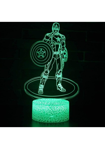 7 Renk Değişen Gece; Ht Lamba 3D Atmosfer Ampul Işık; Ht 3D Görsel Yanılsama LED Lamba Çocuklar Için Oyuncak Noel Doğum Günü Hediyeleri (Kaptan) (Yurt Dışından)