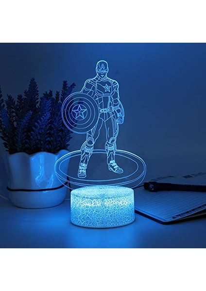 7 Renk Değişen Gece; Ht Lamba 3D Atmosfer Ampul Işık; Ht 3D Görsel Yanılsama LED Lamba Çocuklar Için Oyuncak Noel Doğum Günü Hediyeleri (Kaptan) (Yurt Dışından)