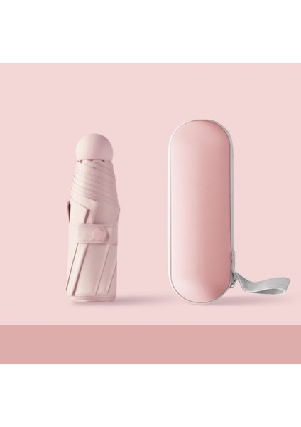Kapsül Kutulu Pembe）büyük Ultra Hafif Küçük Beş Katlı Şemsiye Güneş Koruyucu Güneşlik Güneşlik Anti-Ultraviyole Şemsiye Mini Şemsiyeler ve Yağmur Şemsiyeleri (Yurt Dışından)