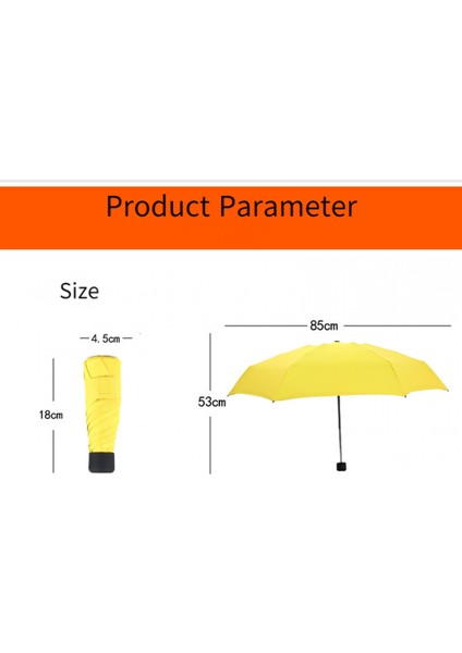 Küçük Seyahat Şemsiye Hafif Kompakt Katlanmış Şemsiye Çanta Boyutu --- Sarı (Yurt Dışından)