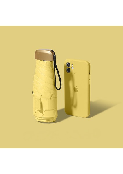 Sarı Düz Blok Işık) Büyük Ultra Hafif Küçük Beş Katlı Şemsiye Güneş Koruyucu Güneşlik Güneşlik Anti-Ultraviyole Şemsiye Mini Şemsiyeler ve Yağmur Şemsiyeleri (Yurt Dışından)