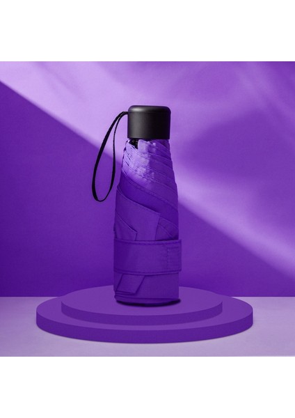 Beş Katlı Şemsiye Katlanır Güneş Koruyucu Güneş Şemsiyesi Güneş Şemsiyesi Düz Renk Mini Beş Katlı Şemsiye ------ Mor (Yurt Dışından)