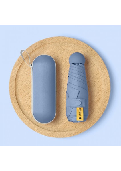 Çanta Için Mini Şemsiye - Küçük Kompakt Uv Şemsiye Koruma Güneş Cebi Hafif Şemsiye --- Haze Mavi (Yurt Dışından)