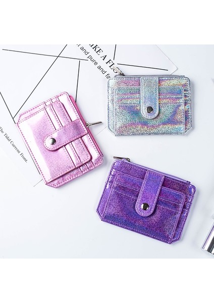 Glitter Şeffaf Çanta Moda Kımlık Kartı Tutucu Cüzdan Fotoğraf Klasörü Mini Lazer Çanta Kadın Debriyaj Cüzdan Ince Moda (Yurt Dışından)