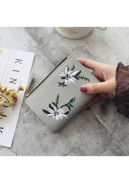 Yeni Kadın Cüzdan Baskı Çiçek Küçük Cüzdan Baskı Fermuarlı Mini Bozuk Para Cüzdanı Bayanlar Küçük Cüzdan Kadın Deri Kart Tutucu (Yurt Dışından)