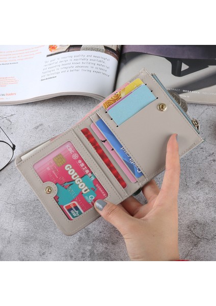 Moda Kadın Kız Cüzdan Nakış Kedi Kısa Fermuar Bozuk Para Cüzdanı Kısa El Çantaları Kawaii Mini Kart Tutucu Debriyaj Carteras Mujer (Yurt Dışından) fırsatları