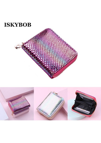 Adet 2022 Yeni Moda Kadın Engelleme Fermuarlı Cüzdan Seyahat Yolculuk Kimlik Kartı Tutucu Organizatör Mini Bozuk Para Cüzdanı Kısa Payetler Çanta Kılıfı (Yurt Dışından)