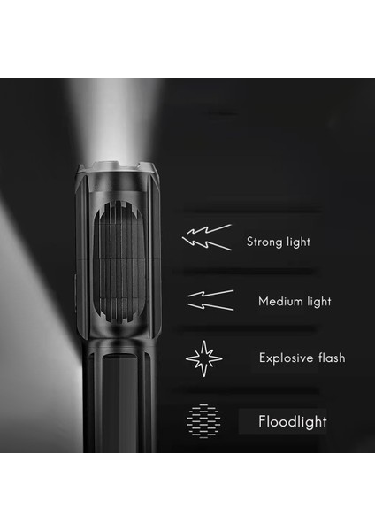 Dış Mekan Güçlü Işık Çift Işık Kaynaklı El Feneri Güçlü Işık El Feneri Yan Işık Olmadan USB Doğrudan Şarj B (Yurt Dışından)