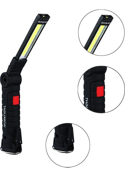 Cob LED Çalışma Işığı USB LED Işık 360 Derece Döndür 5 Aydınlatma Modu + Manyetik Taban + Kanca Muayene Çalışma Işığı 2 Adet (L + S) ， Çalışma Işığı (Yurt Dışından) fırsatları