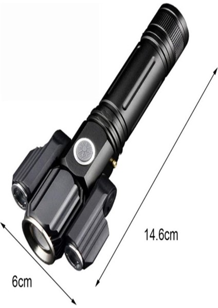 Yfashion 3 Kafalı LED El Feneri Dış Aydınlatma Gece Binme USB Çok Fonksiyonlu El Feneri Için (Yurt Dışından)