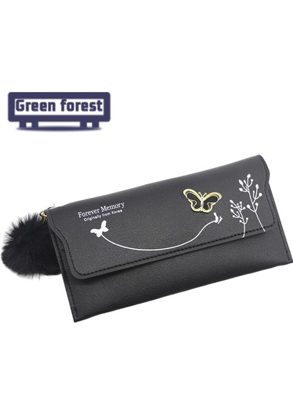 Yeşil Orman Cüzdan Bölmesi Peluş Top Çok Fonksiyonlu Kadın Çanta (Yurt Dışından)