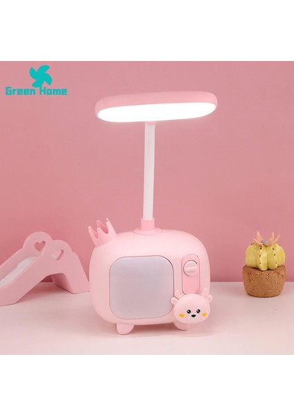 Yeşil Ev LED Okuma Işığı Titreşimsiz USB Şarj Karikatür Kısılabilir LED Okuma Işığı (Yurt Dışından)